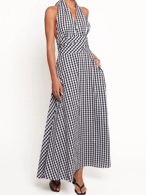 Petal & Pup | Solene Maxi Halterneck Dress - Black/White